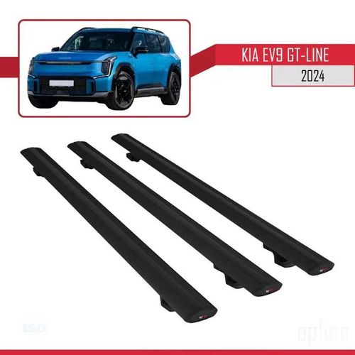 Compatible Avec Kia Ev9 Gt-Line 2024-2025 Basic Model Universel Barres De Toit Railing Porte-Bagages De Voiture Noir Alu 3 Barres
