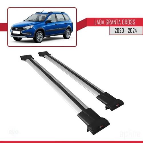 Barres De Toit - Fly - Modèle Railing - Compatible Lada Granta Cross 2020-2024 - Gris - Aluminium