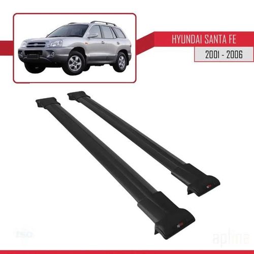 Barres De Toit - Fly - Compatible Hyundai Santa Fe 2001-2006 - Aluminium - Noir - Charge 300 Kg