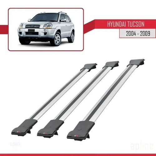 Barres De Toit - Fly - Hyundai Tucson 2004-2009 - 3 Barres - Aluminium - Gris
