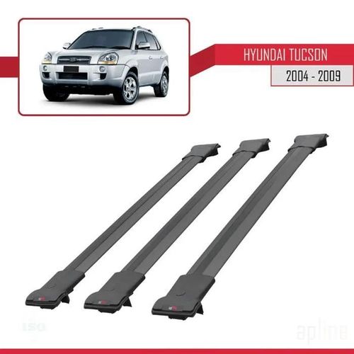 Barres De Toit - Fly - Hyundai Tucson 2004-2009 - 3 Barres - Aluminium - Noir