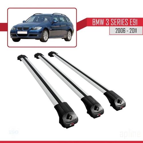 Barres De Toit - Ace-1 - Bmw 3 Series E91 Touring - Aluminium Gris - 3 Barres - Charge 300 Kg