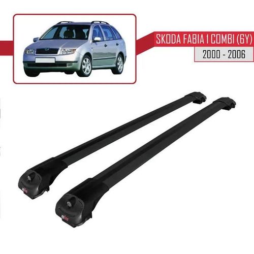 Compatible Avec Skoda Fabia (6y) Break 2000-2006 Ace-1 Barres De Toit Railing Porte-Bagages De Voiture Noir Aluminium 2 Barres