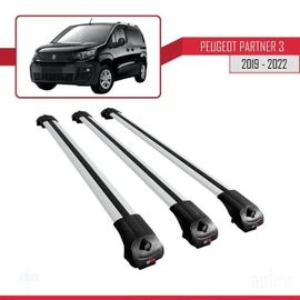 Compatible Avec Peugeot Partner 3 2019-2022 Ace-1 Barres De Toit Railing Porte-Bagages De Voiture Gris Aluminium 3 Barres