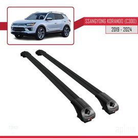 Compatible Avec Ssangyong Korando 4 (C300) 2019-2025 Ace-1 Barres De Toit Railing Porte-Bagages De Voiture Noir Alu 2 Barres