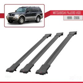 Barres De Toit - Fly - Mitsubishi Pajero V60 - 3 Barres - Aluminium - Noir