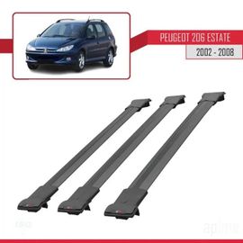 Barres De Toit - Fly - Peugeot 206 Estate - 3 Barres - Aluminium - Noir