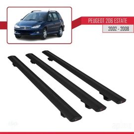 Barres De Toit - Peugeot - 206 Estate - Modèle Basic - 3 Pièces - Noir - Aluminium