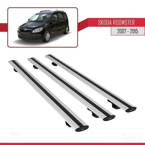 Barres De Toit - Skoda - Roomster - Modèle Basic - 3 Pièces - Aluminium - Gris