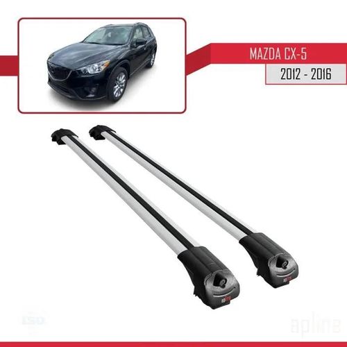 Barres De Toit - Ace-1 - Mazda Cx-5 I (Ke) - Aluminium Gris - Mécanisme De Verrouillage - Charge 300 Kg