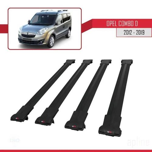 Barres De Toit - Fly - Modèle Railing - Compatible Opel Combo 2012-2018 - 4 Barres - Noir