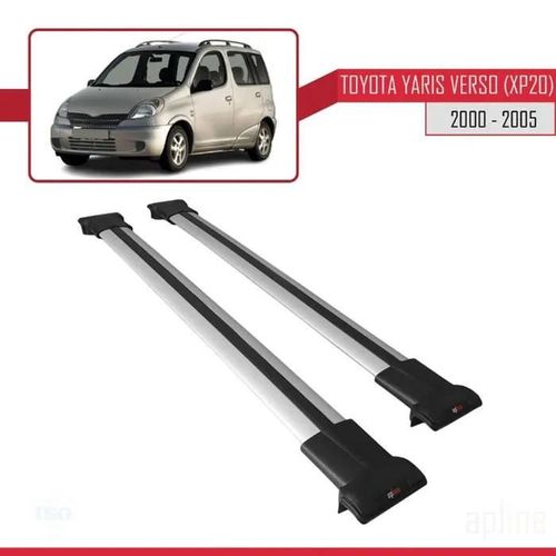 Barres De Toit - Fly - Modèle Gris - Compatible Toyota Yaris Verso 2000-2005 - Charge Utile 300 Kg - Aluminium