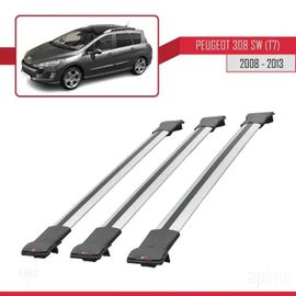 Barres De Toit - Fly - Peugeot 308 Sw (T7) - 3 Barres - Aluminium - Gris