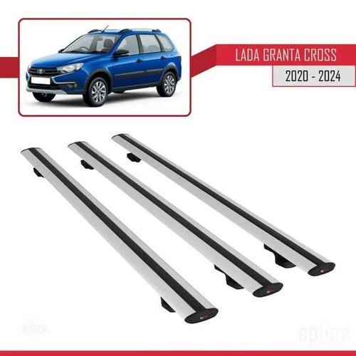 Barres De Toit - Lada - Granta Cross 2020 - Modèle Basic - 3 Pièces - Aluminium - Gris