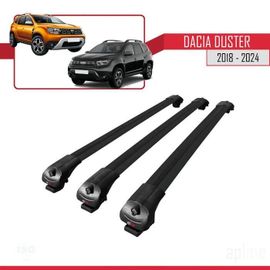 Barres De Toit - Ace-1 - Dacia Duster 2 - Aluminium Noir - Mécanisme De Verrouillage - Charge 300 Kg
