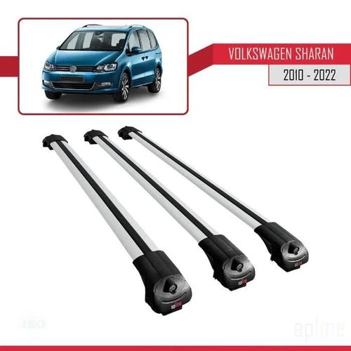 Barres De Toit - Ace-1 - Volkswagen Sharan 2 - Aluminium Gris - Mécanisme De Verrouillage - Charge 300 Kg