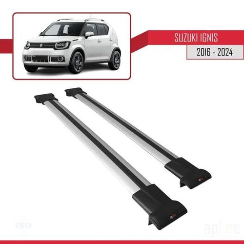 Barres De Toit - Fly - Modèle Railing - Compatible Suzuki Ignis 2016-2024 - Aluminium - Gris