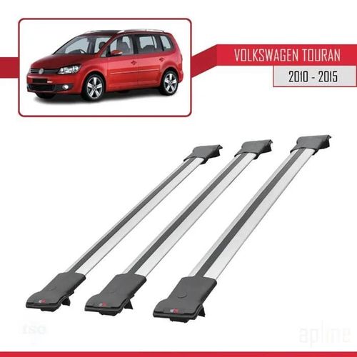 Barres De Toit - Fly - Volkswagen Touran 2010-2015 - 3 Barres - Aluminium - Gris