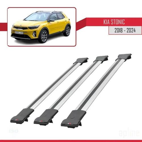 Barres De Toit - Fly - Kia Stonic 2018-2024 - 3 Barres - Aluminium - Gris