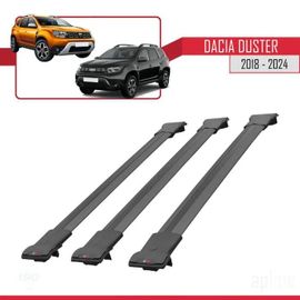 Barres De Toit - Fly - Dacia Duster 2018-2023 - 3 Barres - Aluminium - Noir