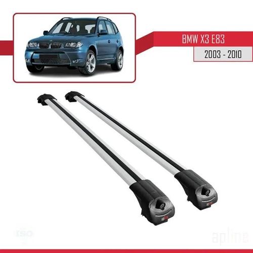 Barres De Toit - Ace-1 - Compatible Bmw X3 (E83) 2003-2010 - Aluminium Gris - Charge Utile 300 Kg