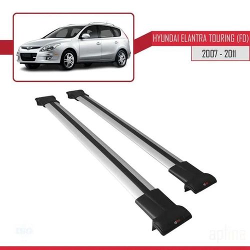 Barres De Toit - Fly - Modèle Gris - Compatible Hyundai Elantra Touring 2007-2011 - Aluminium - Charge 300 Kg