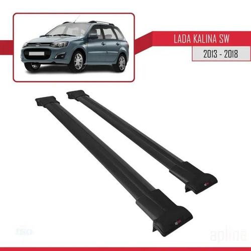 Barres De Toit - Fly - Modèle Noir - Compatible Lada Kalina Sw 2013-2018 - Aluminium - Charge 300 Kg