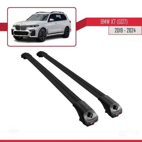 Compatible Avec Bmw X7 (G07) 2020-2025 Ace-1 Barres De Toit Railing Porte-Bagages De Voiture Noir Alu 2 Barres