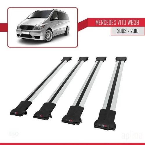Compatible Avec Mercedes Vito (W639) 2003-2010 Barres De Toit Fly Modèle Railing Porte-Bagages De Voiture 4 Barras Gris