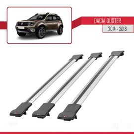 Barres De Toit - Fly - Dacia Duster 2014-2018 - 3 Barres - Aluminium - Gris