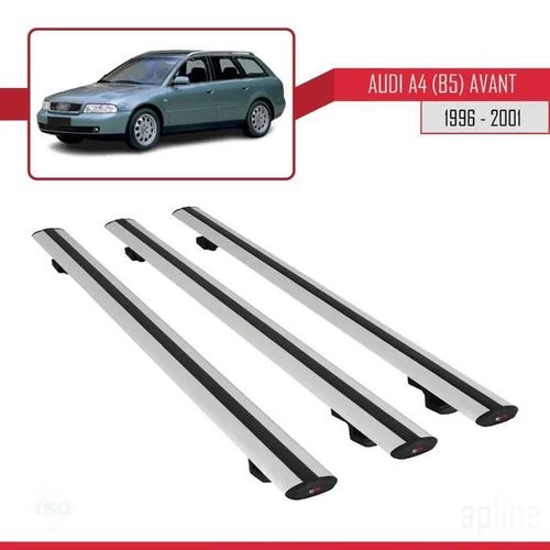 Barres De Toit - Audi - A4 Avant (B5) - Modèle Basic - 3 Pièces - Aluminium Gris