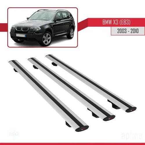 Barres De Toit - Bmw - X3 E83 - Modèle Basic - 3 Barres - Aluminium Gris