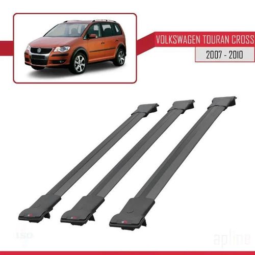 Barres De Toit - Fly - Volkswagen Touran - 3 Barres - Aluminium - Noir
