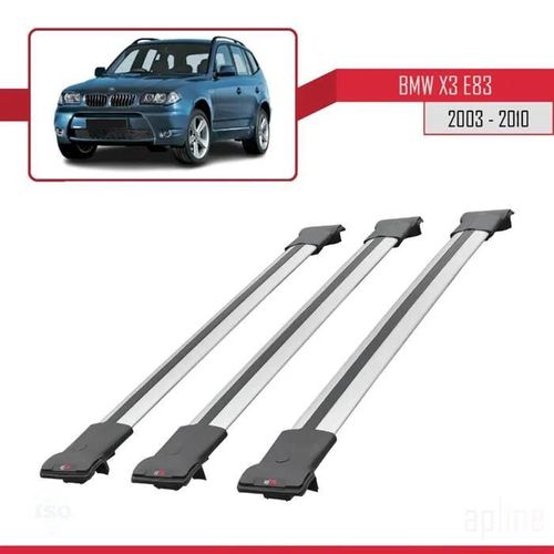 Barres De Toit - Fly - Compatible Bmw X3 E83 - 3 Barres - Aluminium - Gris