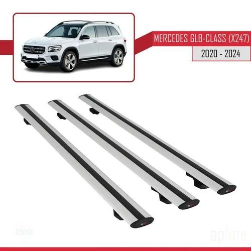Barres De Toit - Mercedes - Glb-Class (X247) 2020 - Basic Modèle - 3 Pièces - Aluminium Gris