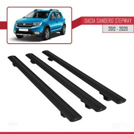 Barres De Toit - Dacia - Sandero Stepway - Modèle Basic - 3 Pièces - Noir - Aluminium