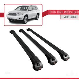 Compatible Avec Toyota Highlander (Xu40) 2008-2013 Barres De Toit Ace-1 Railing Porte-Bagages De Voiture 3 Barras Noir