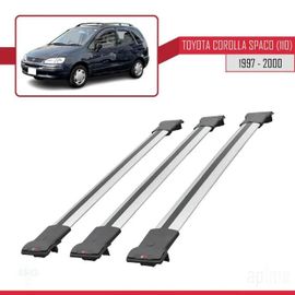 Barres De Toit - Fly - Modèle Railing - Compatible Toyota Corolla Spacio - 3 Barres - Aluminium Gris