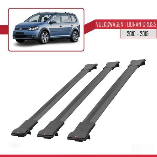 Barres De Toit - Fly - Volkswagen Touran - 3 Barres - Aluminium - Noir