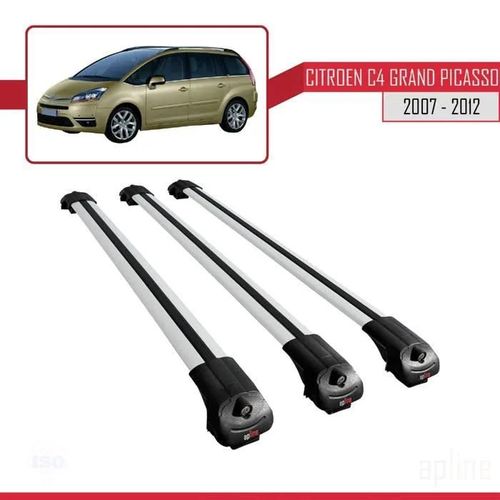 Compatible Avec Citroen Grand C4 Picasso 2007-2012 Ace-1 Barres De Toit Railing Porte-Bagages De Voiture Gris Aluminium 3 Barres