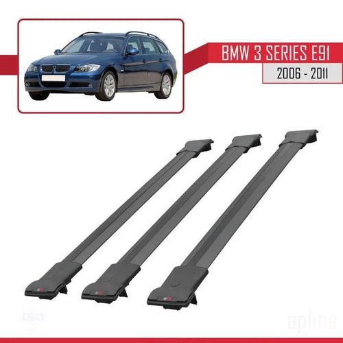 Barres De Toit - Bmw - E91 Touring - Aluminium Noir - Modèle Fly - Charge Utile 300 Kg