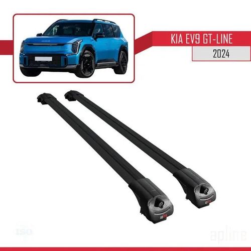 Barres De Toit - Ace-1 - Kia Ev9 Gt-Line 2024-2025 - Aluminium Noir - Charge Utile 300 Kg - 2 Barres