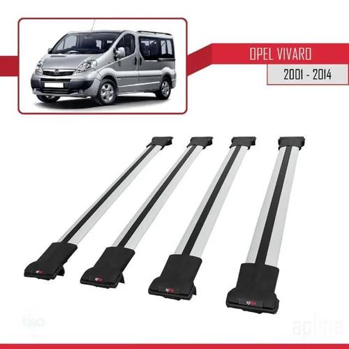 Barres De Toit - Fly - Opel Vivaro 2001-2014 - Aluminium - 4 Barres - Gris