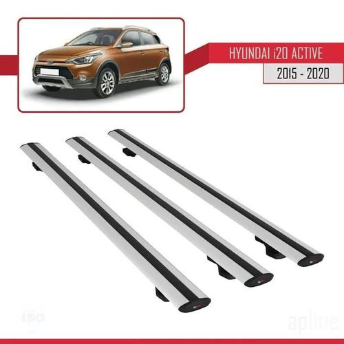 Barres De Toit - Hyundai - I20 Active 2015 - Basic Modèle - 3 Pièces - Aluminium - Gris