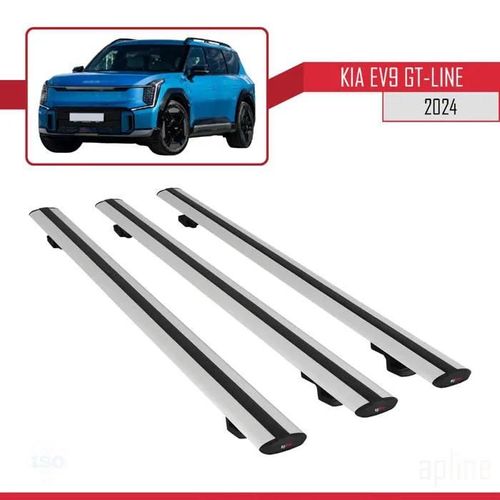Compatible Avec Kia Ev9 Gt-Line 2024-2025 Basic Model Universel Barres De Toit Railing Porte-Bagages De Voiture Gris Alu 3 Barres