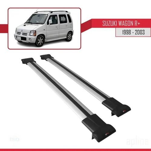 Barres De Toit - Fly - Modèle Gris - Compatible Suzuki Wagon R+ 1998-2003 - Aluminium - Charge 300 Kg