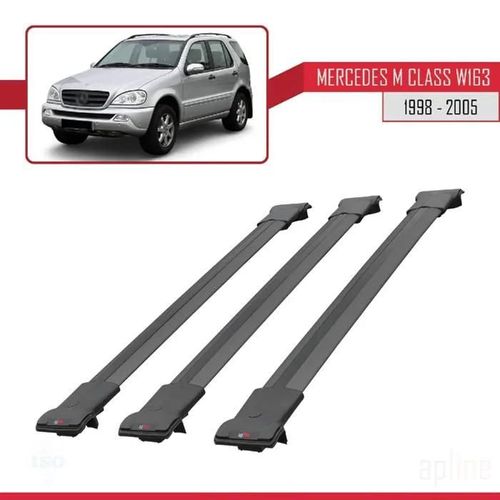 Barres De Toit - Fly - Compatible Mercedes M Class (W163) - 3 Barres - Aluminium - Noir