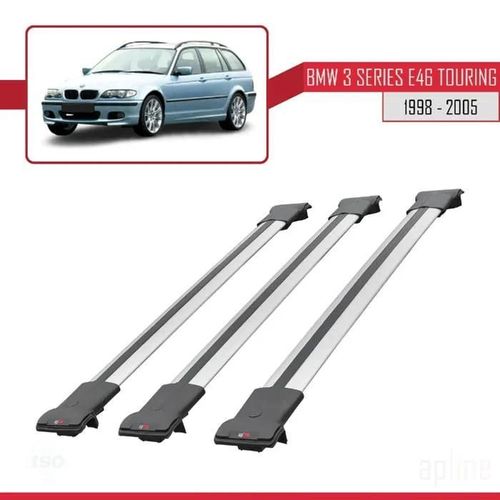 Barres De Toit - Fly - Compatible Bmw 3 E46 - 3 Barres - Aluminium - Gris