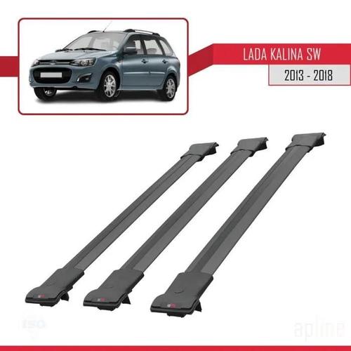 Barres De Toit - Fly - Modèle Railing - Compatible Lada Kalina Sw 2013-2018 - 3 Barres - Noir