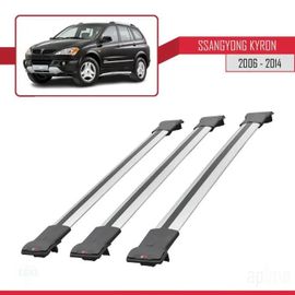 Barres De Toit - Fly - Compatible Ssangyong Kyron 2006-2014 - 3 Barres - Aluminium - Gris
